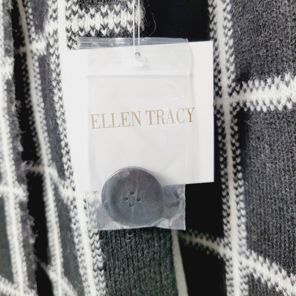 Ellen Tracy Shawl Collar Plaid Swacket Black & White Checkered sz XS - Picture 5 of 6